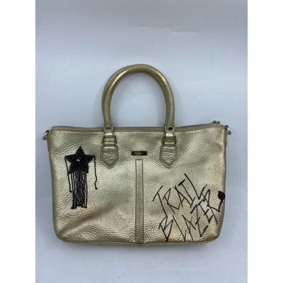 COLE HAAN Tote Bag Gold Customized w Graffiti - Picture 2 of 15